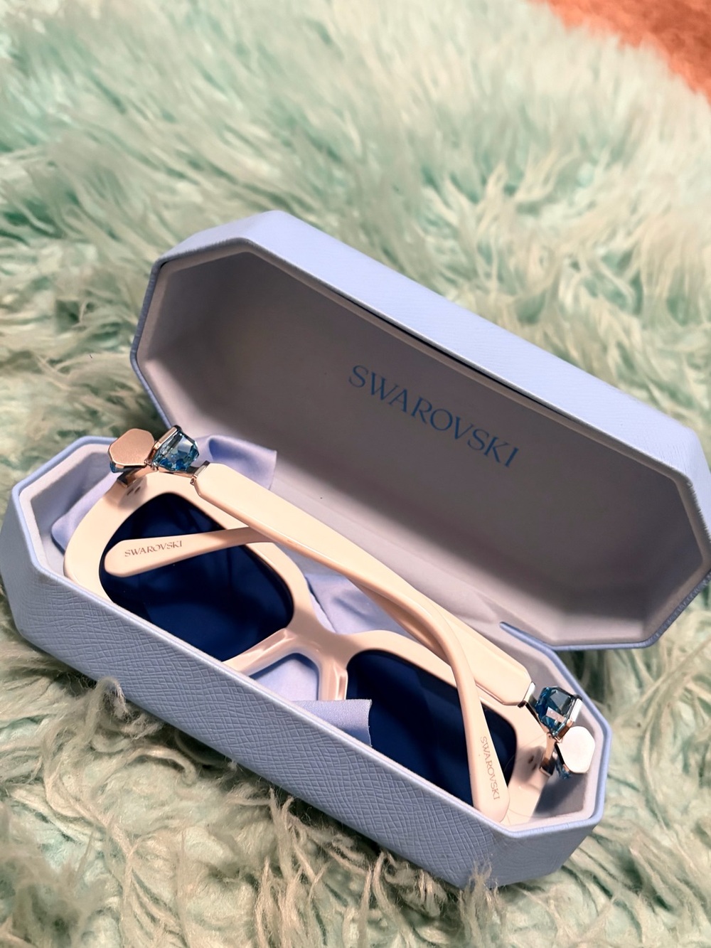 Swarovski White Sunglasses with Blue crystals